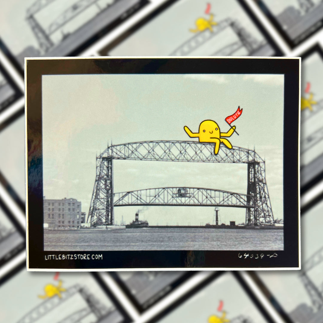 "Atop the Aerial Lift Bridge" - vinyl sticker - Duluth, Minnesota