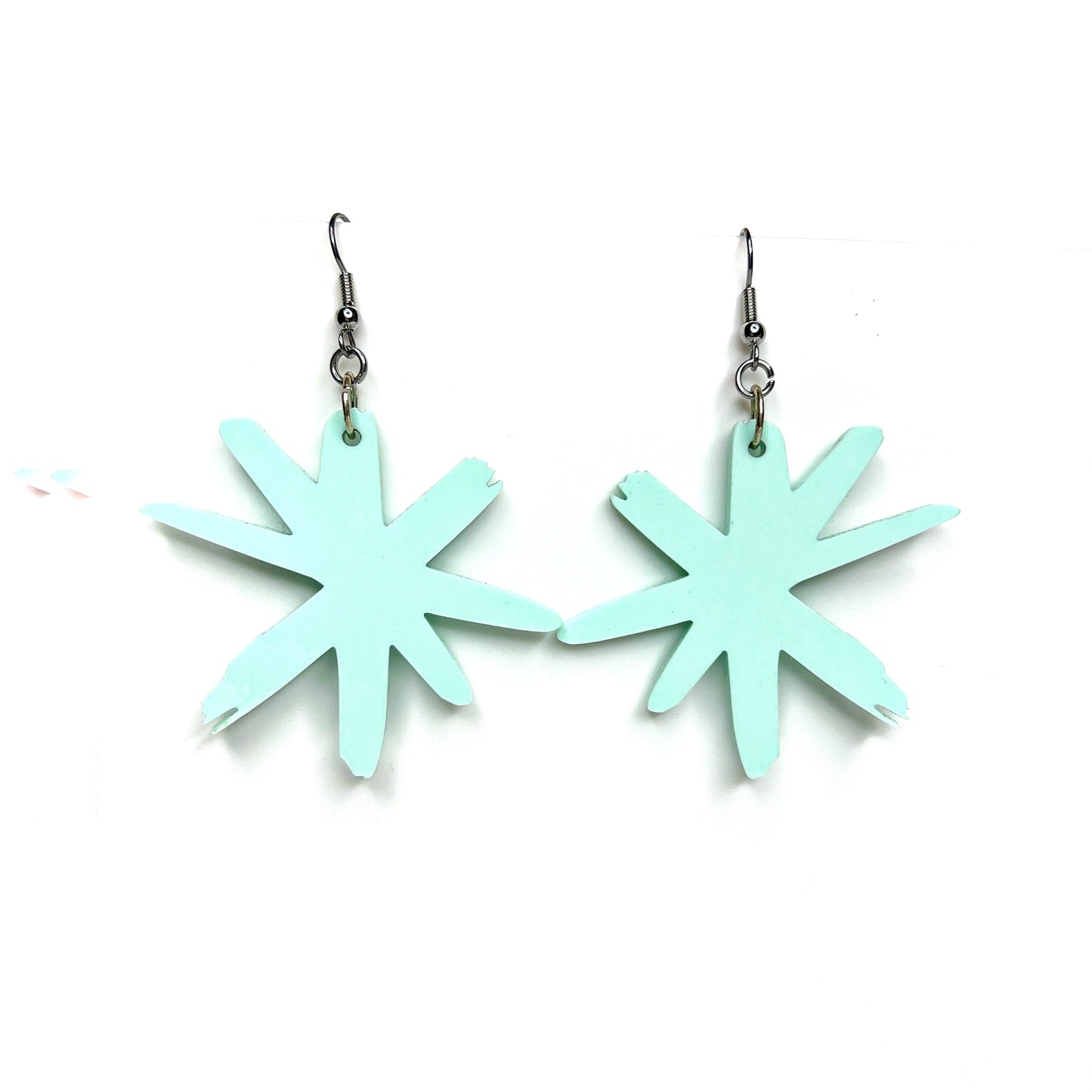 “sketchy asterisk” acrylic earrings - pastel blue - surgical steel