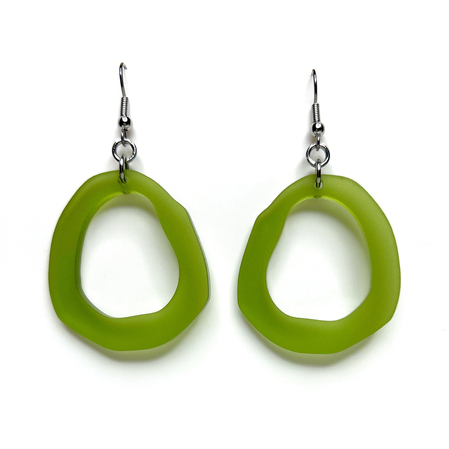 “sketchy round” acrylic earrings - matte olive - surgical steel