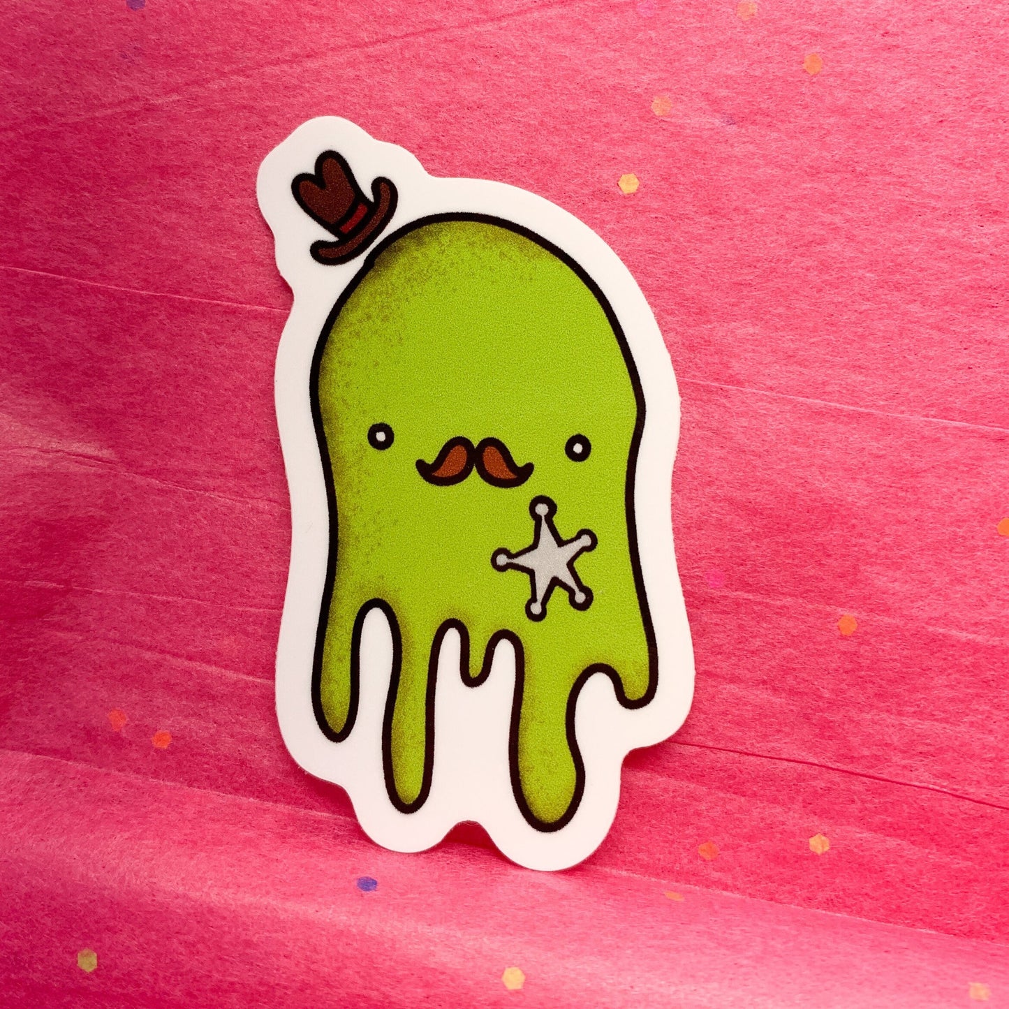 Green Creature Sticker - Sherif Slime - Weird Art - waterproof vinyl