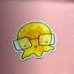 Yellow Creature sticker - Mr. Popcorn blob waterproof sticker - weird art decal