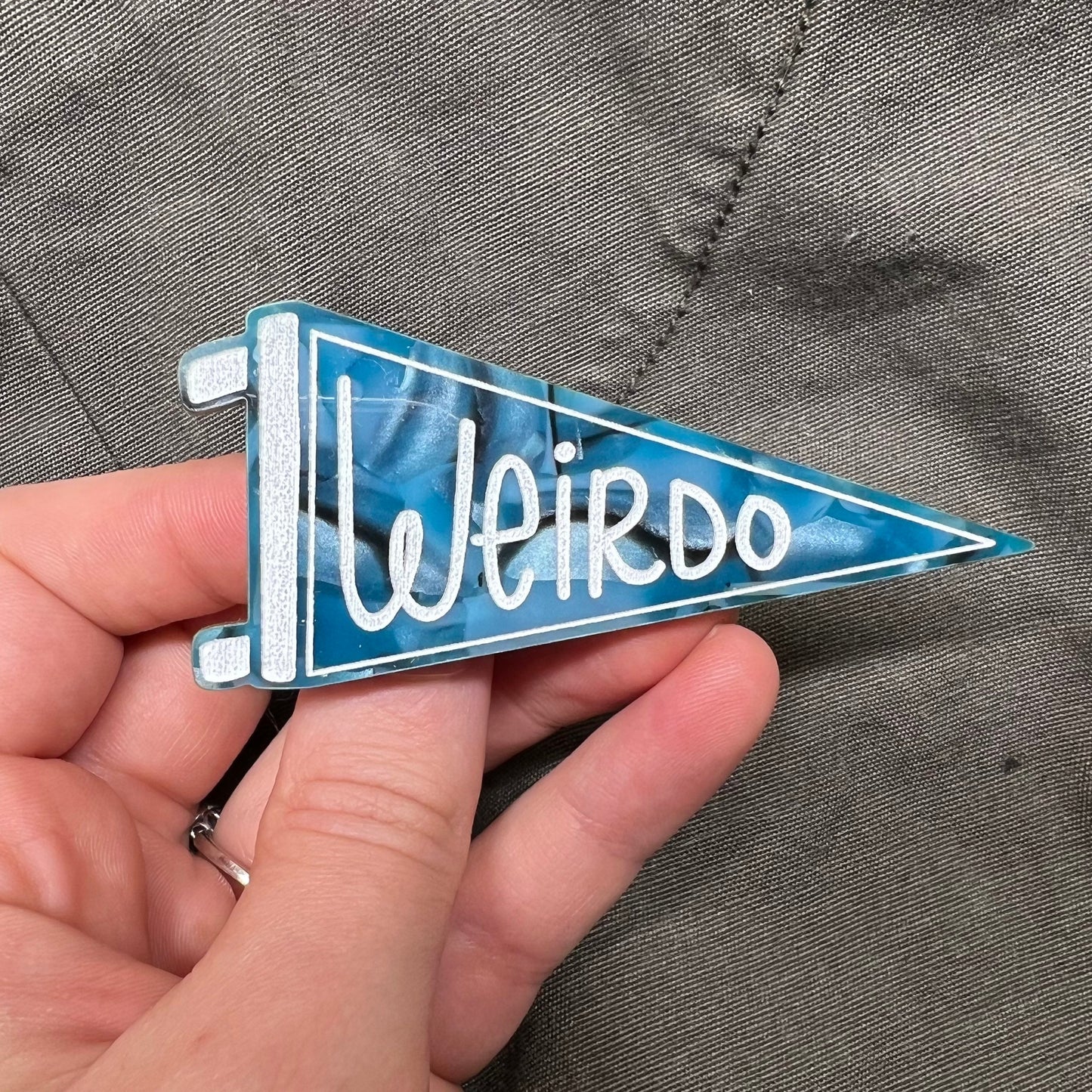 Weirdo Badge - Weird Laser Cut Brooch accessory pin back - gift for friend - pennant