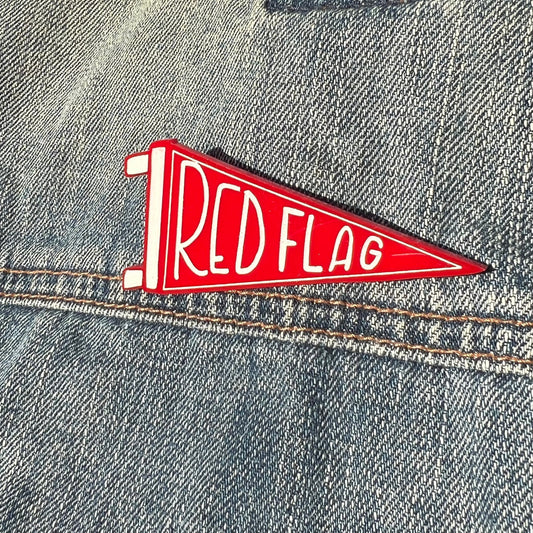 RED FLAG Pin back - Murderino accessory - Acrylic laser cut brooch, true crime pennant badge - pin back