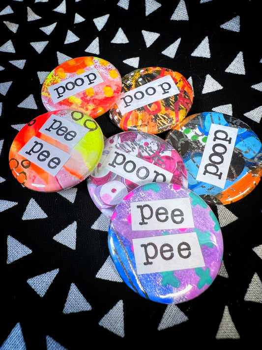 "potty mouth" - small art pin / magnet