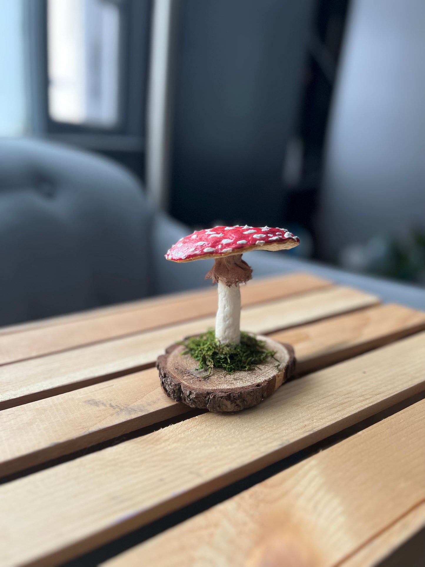 flat cap tall boy mushie - papier-mâché mushroom decor