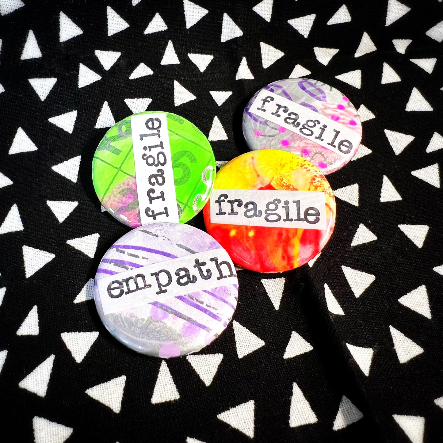 "fragile" / "empath" - small art pin / magnet